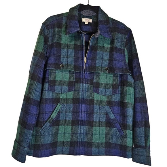 J.Crew Wallace & Barnes M Checked Wool-blend Jacket Green Classic Full Zip